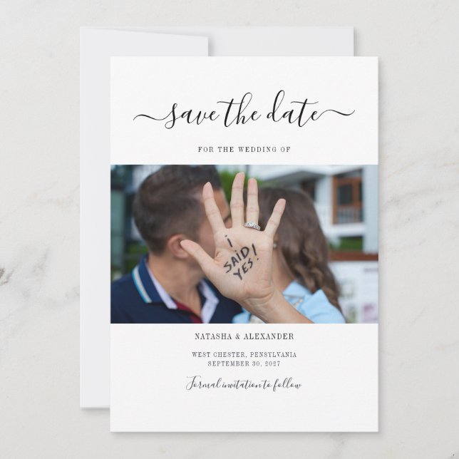 Modern Script Fotografi Spara Datumet (Framsida)