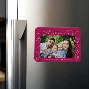 Modern Script Fuchsia Alla hjärtans dag Photo Magn Magnet