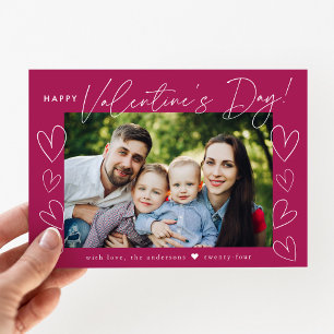 Modern Script Fuchsia Valentine Day Photo Julkort