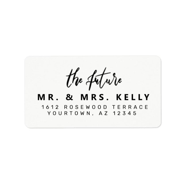 Modern Script Future Mr och Mrs Returadress Adressetikett (Framsidan)