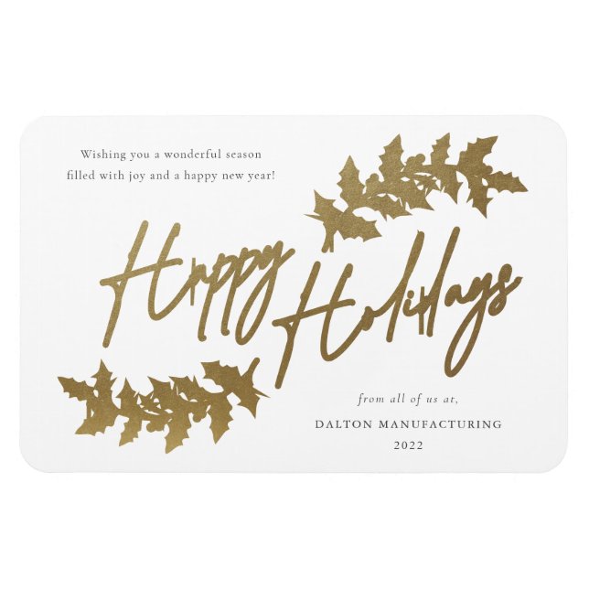 Modern Script Glad helg Business Helgdag Card Magnet (Horisontell)