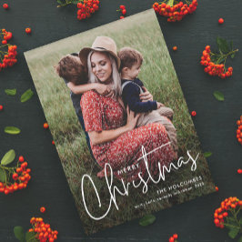 Modern Script God Jul Enkel Foto Julkort