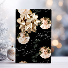 Modern Script God Jul Familj 2 foto Presentpapper