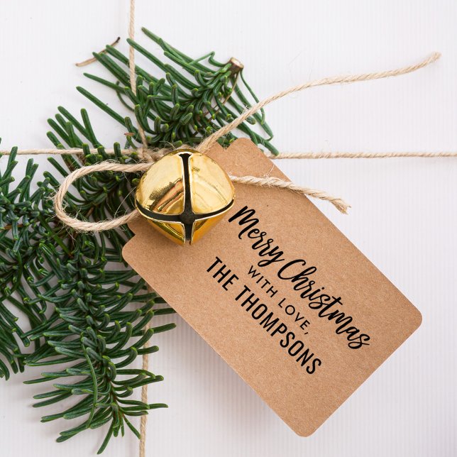 Modern Script God jul Family Helgdag Gift Självfärgande Stämpel (Skapare uppladdad)