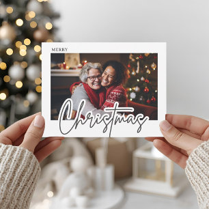 Modern Script God Jul Foto Vykort