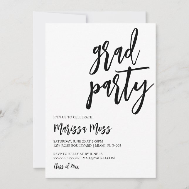 Modern Script Grad Party-inbjudan Inbjudningar (Framsida)