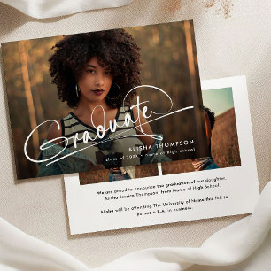 Modern Script Graduate 3 Foto Collage Examen Meddelande