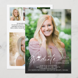 Modern Script Graduate 5 Photo Graduation Inbjudningar