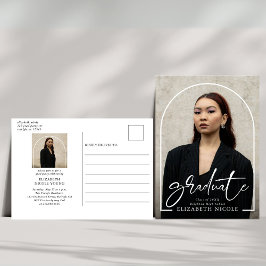 Modern Script Graduate Foto Arch Examen Festlighet Vykort