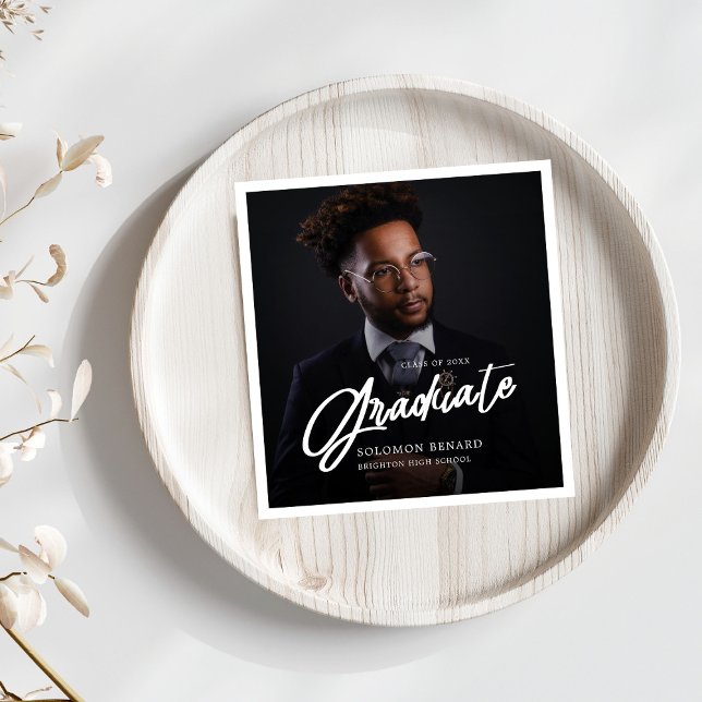 Modern Script Graduate Photo Graduation Pappersservett (Skapare uppladdad)