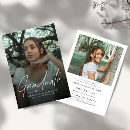 Modern Script Graduate Photo Graduation Party Inbjudningar