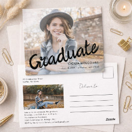 Modern Script Graduate Simple Photo Graduation  Vykort