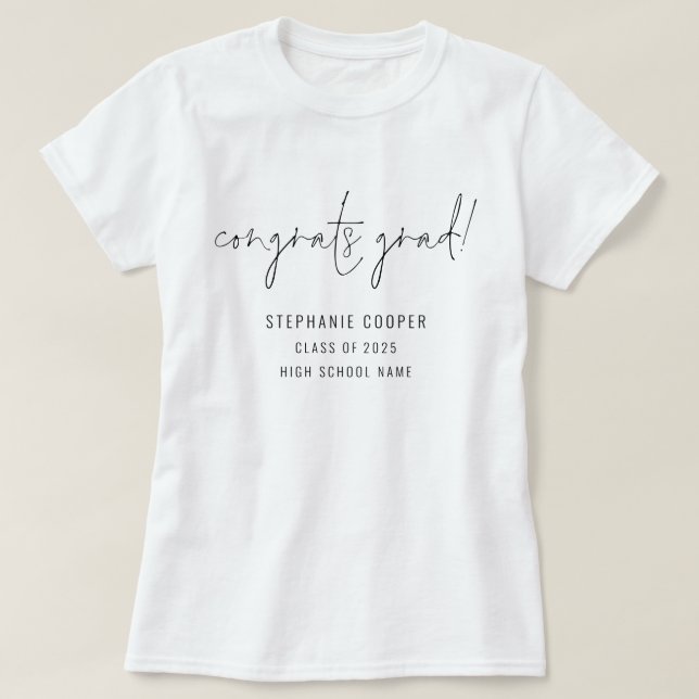 Modern Script Grattis Examenskandidat Examen  T Shirt (Design framsida)