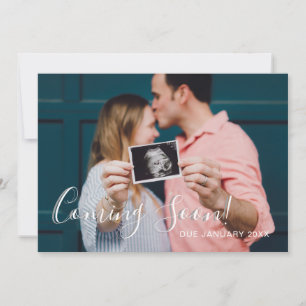 Modern Script Grönt Rand kommer snart Gravid Meddelande