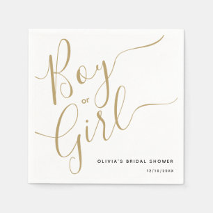 Modern Script Guld Boy eller Girl Gender Reveal Pa Pappersservett
