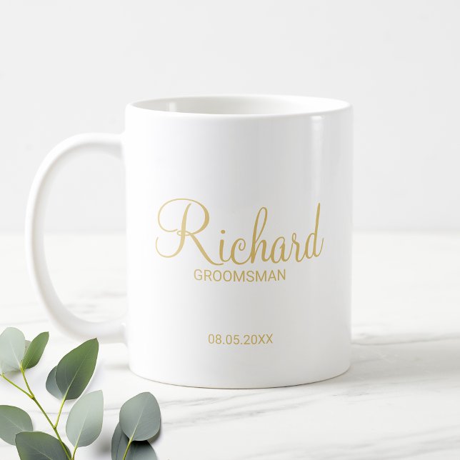 Modern Script Guld Personlig Groomsman Kaffemugg (Skapare uppladdad)
