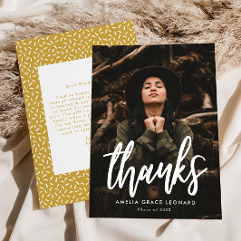 Modern Script Guld Photo Studenten Tack Kort