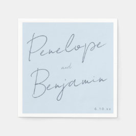 Modern Script Handwriting Soft Blue Classy Wedding Pappersservett