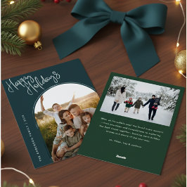 Modern Script Happy Holidays | Add 2 Photo Ho Julkort