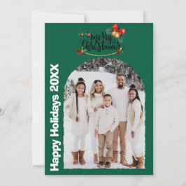 Modern Script Happy Holidays Arch 2 Photo Holiday Inbjudningar