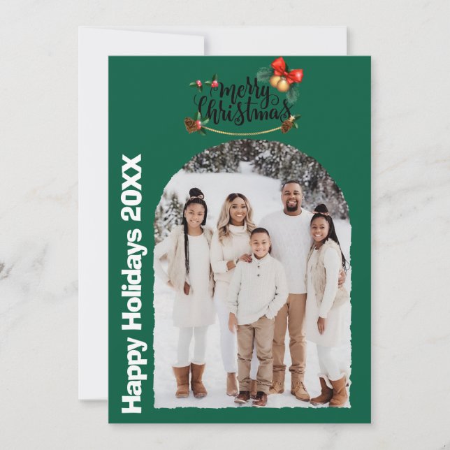 Modern Script Happy Holidays Arch 2 Photo Holiday  Inbjudningar (Framsida)