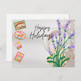 Modern Script Happy Holidays Vykort
