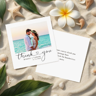 MODERN Script Heart Bröllop Photo Budget Tack Anteckningskort