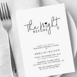 Modern Script Heart | Middag inför bröllopet Inbjudningar