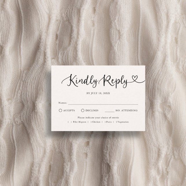 Modern Script Heart Traditionell Bröllops-RSVP OSA Kort (Skapare uppladdad)