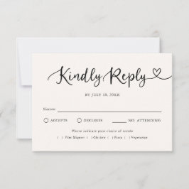 Modern Script Heart Traditionell Bröllops-RSVP OSA Kort