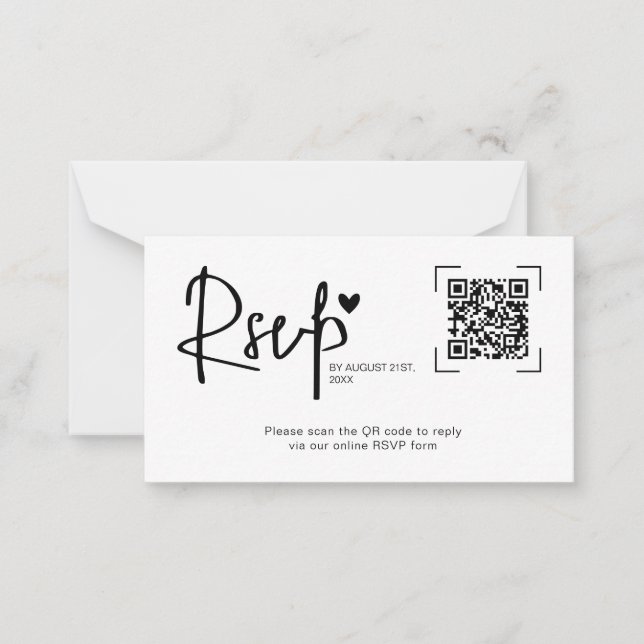 Modern Script Heart Wedding Online RSVP Cards Anteckningskort (Framsida)