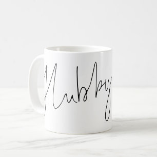 Modern Script Hubby Namn Black White Kaffemugg