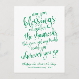 Modern Script Irländskt välsignelse St. Patrick's Vykort
