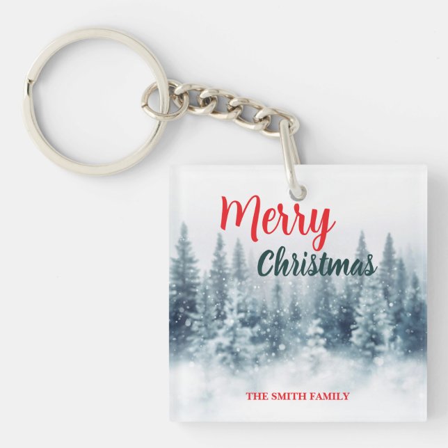 Modern Script Jul Xmas vinter tall skog framför (Framsidan)