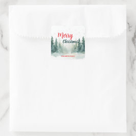 Modern Script Jul Xmas vinter tallträds för Fyrkantigt Klistermärke
