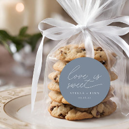 Modern Script Kärlek är Söt Bröllop Runt Klistermärke