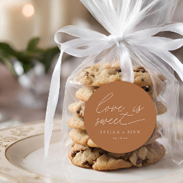 Modern Script Kärlek är Söt Bröllop Runt Klistermärke