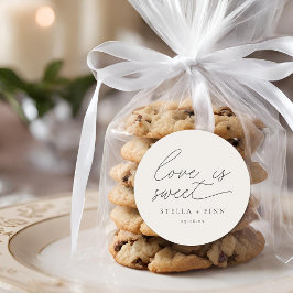 Modern Script Kärlek är Söt Bröllop Runt Klistermärke