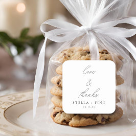 Modern Script Kärlek & Tacksamhet Bröllop Fyrkantigt Klistermärke