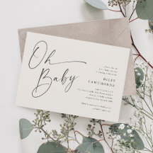 Modern Script Könsneutral Oh Baby Shower