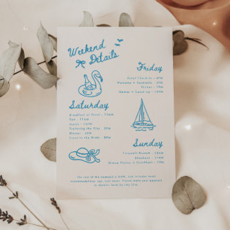 Modern Script Lake Bachelorette Weekend Details Tilläggskort