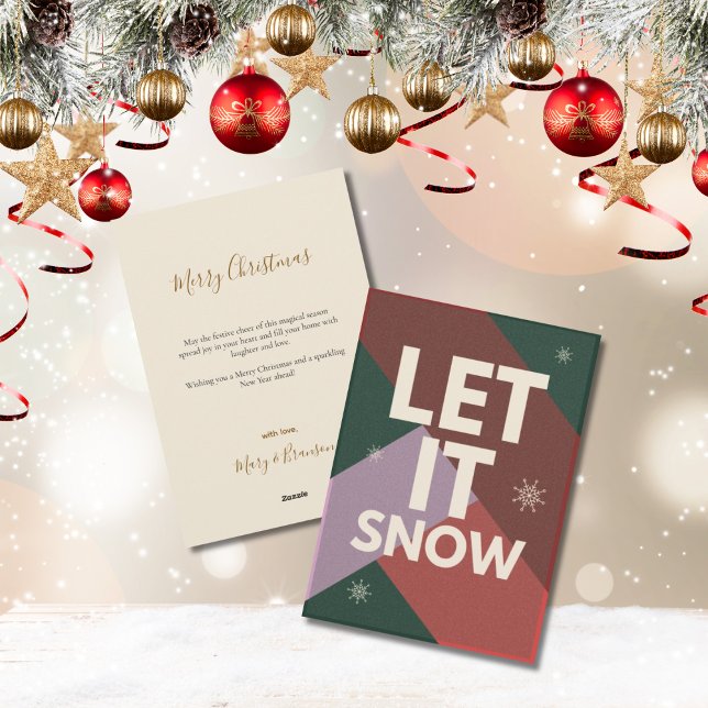 Modern Script Let it Snow Non Photo Christmas Julkort (Modern Let it Snow Christmas Card)