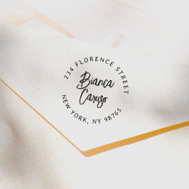 Modern Script Lettering Name Round Return Address Självfärgande Stämpel