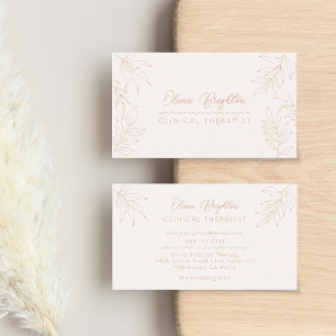 Modern Script Ljus Tan Persika Terapeut Visitkort