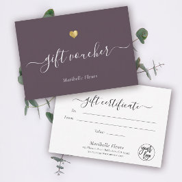 Modern Script Logotyp Guld Gift Voucher-certifikat