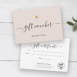 Modern Script Logotyp Guld Gift Voucher-certifikat