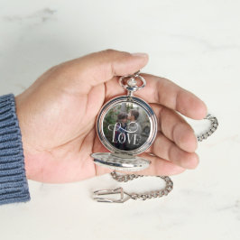 Modern Script Love Custom Engaged Couples Photo Armbandsur