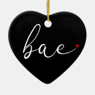 Modern Script Love Heart Bae Definition Julgransprydnad Keramik
