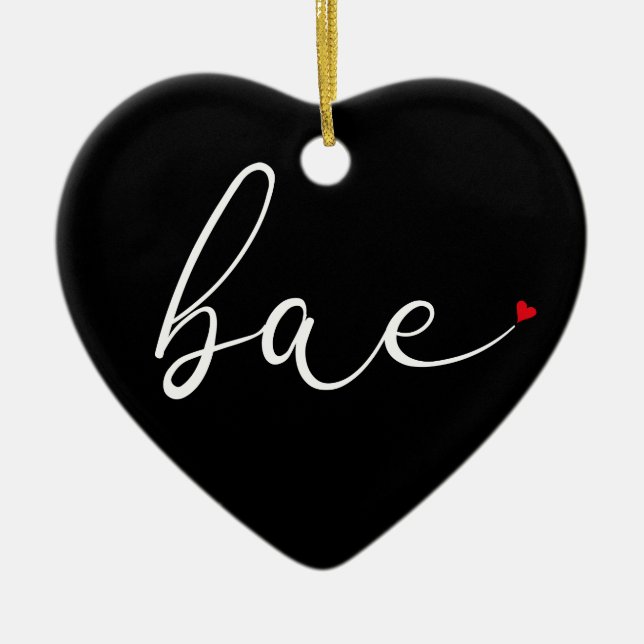 Modern Script Love Heart Bae Definition Julgransprydnad Keramik (Framsidan)