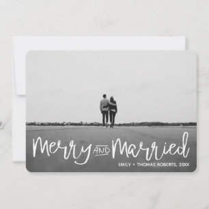 Modern Script Lycklig och Nygift Nygift Par Julkort